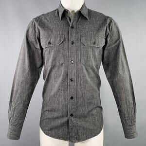 JEAN SHOP Size S Grey Black Cotton Two Pockets Long Sleeve Shirt